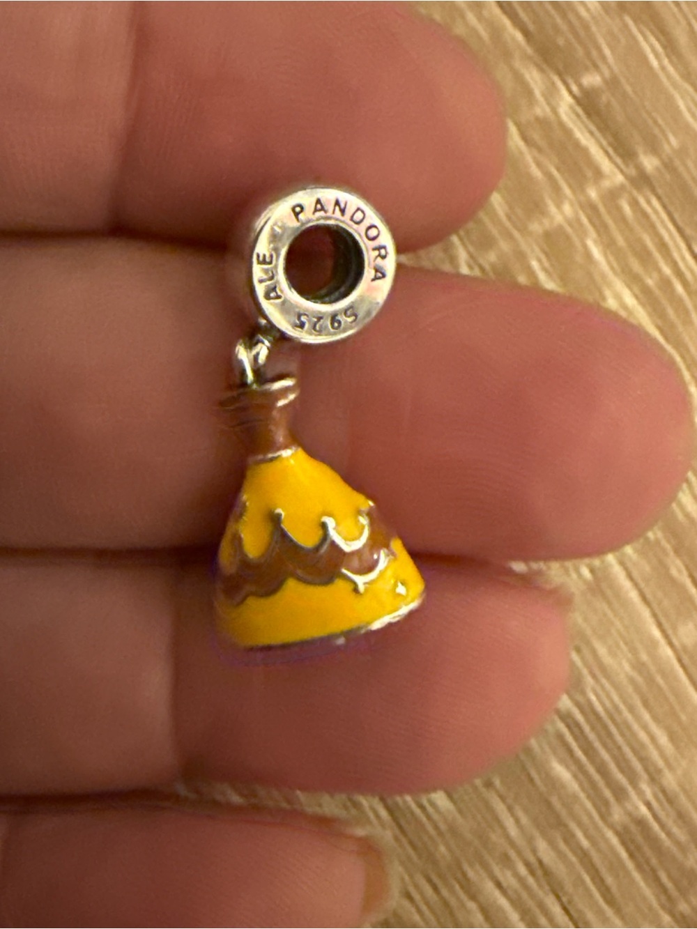 Disney Yellow Enamel Dress Charm with Silver Bail